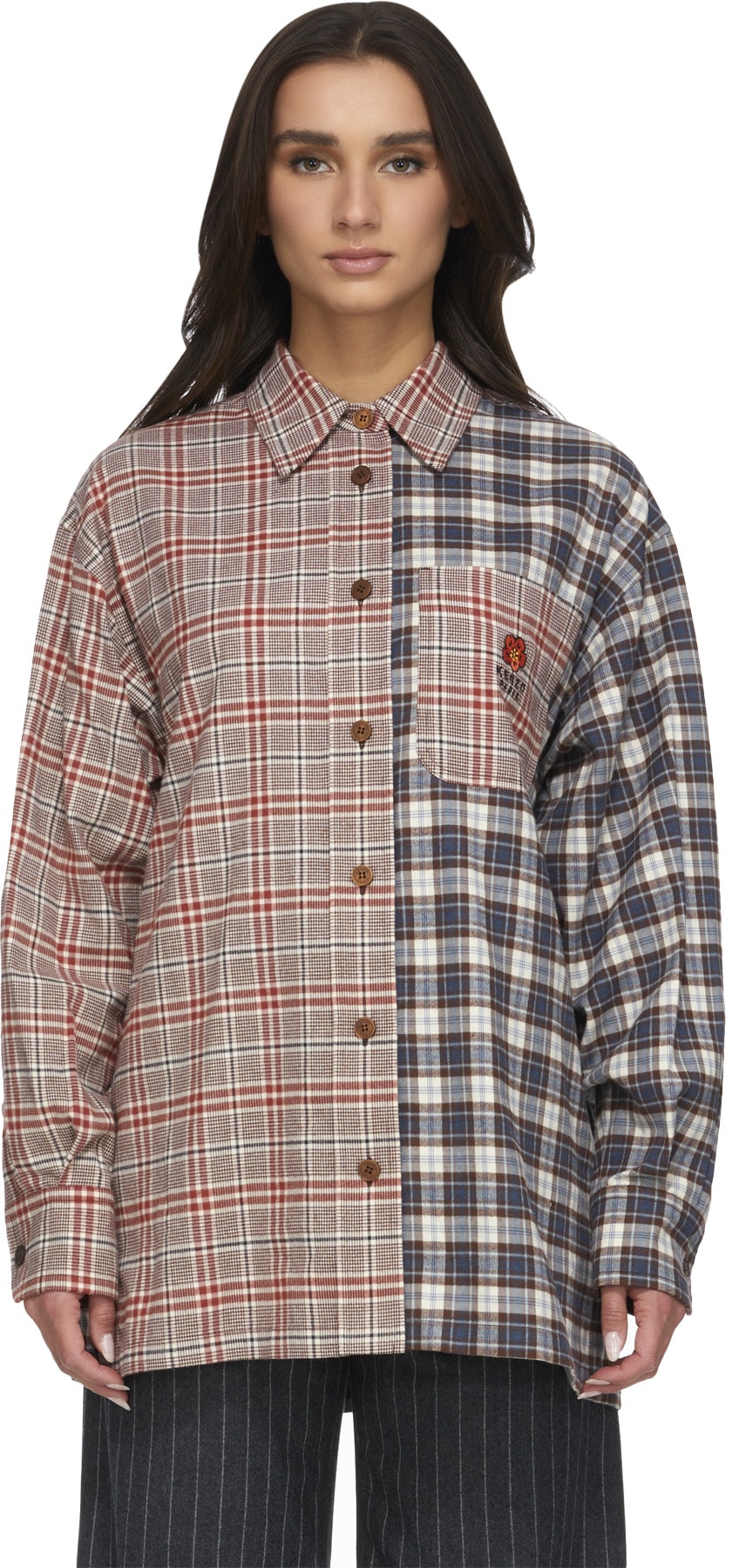 Kenzo: Red Checked Oversized Shirt - 1