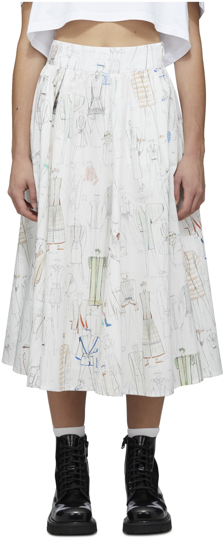 Kenzo: Multicolores Jupe Midi 'Kenzo Sketch' Multicolores - 1