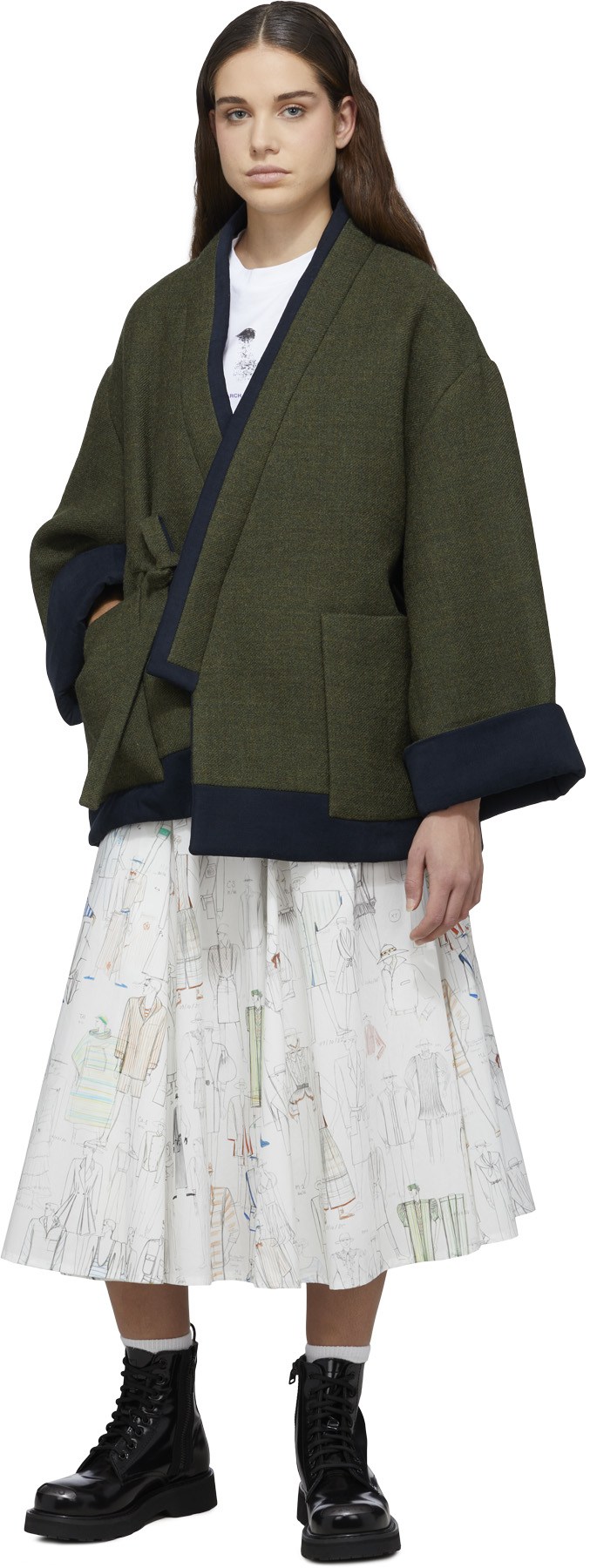 Kenzo: Multicolores Jupe Midi 'Kenzo Sketch' Multicolores - 4