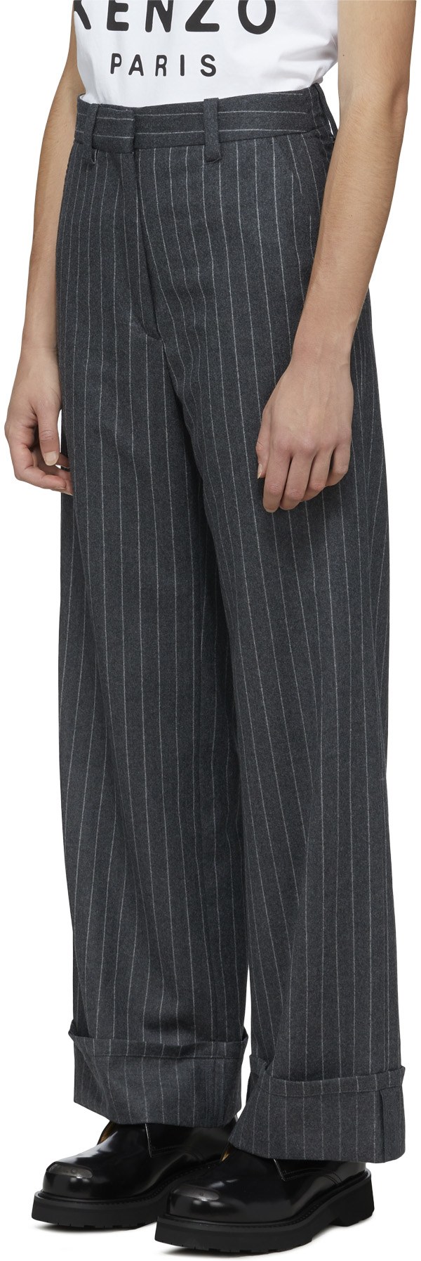 Kenzo: Grey Striped Pants - 2