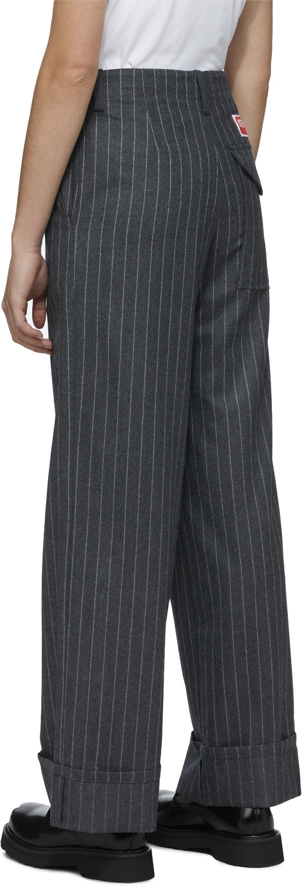 Kenzo: Grey Striped Pant - 3