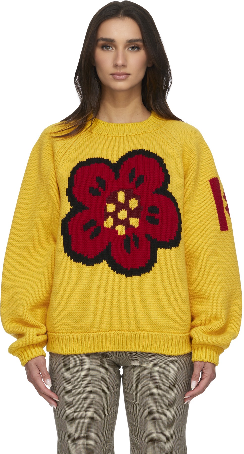 Kenzo: Jaune Pull en Tricot 'Varsity' Jaune - 1