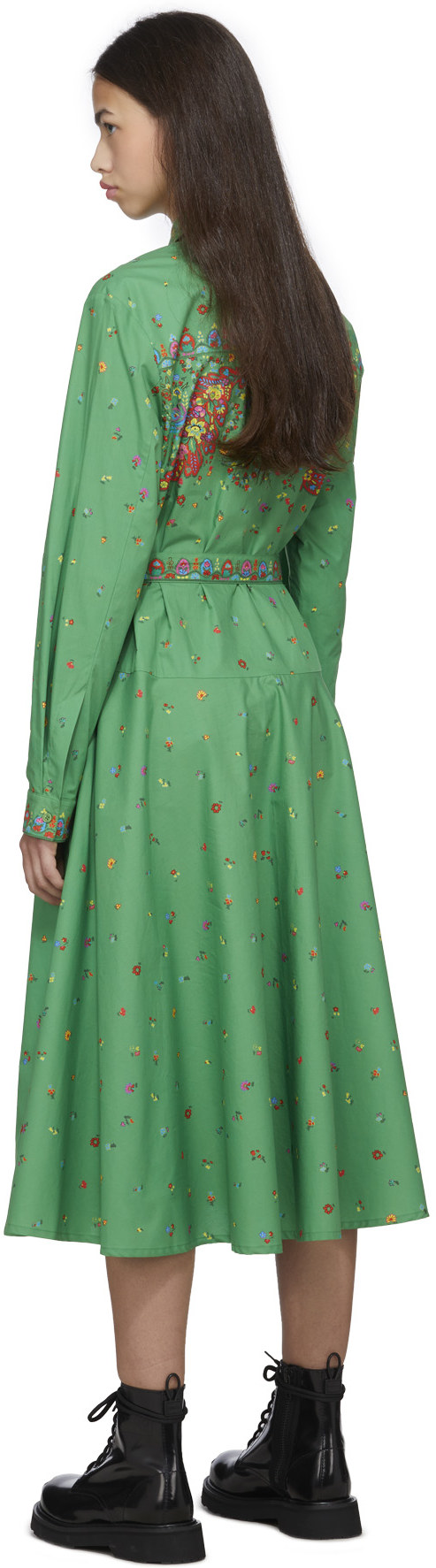 Kenzo: Green 'Paisley Flower' Shirt Dress - 3