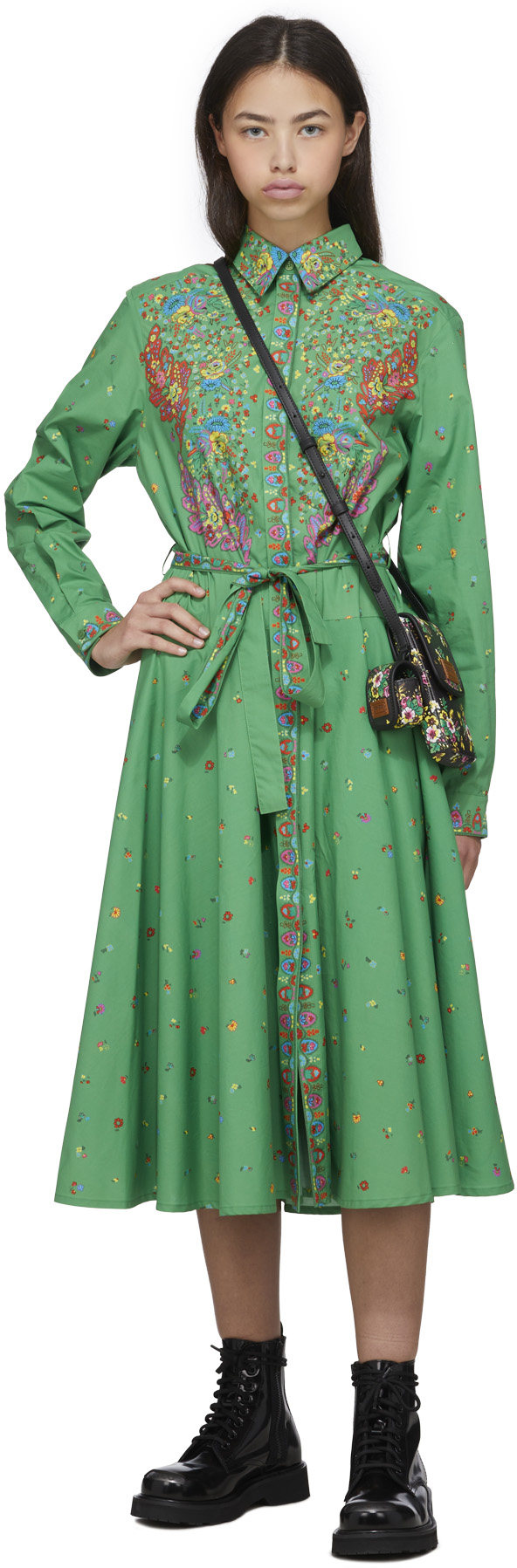 Kenzo: Green 'Paisley Flower' Shirt Dress - 4