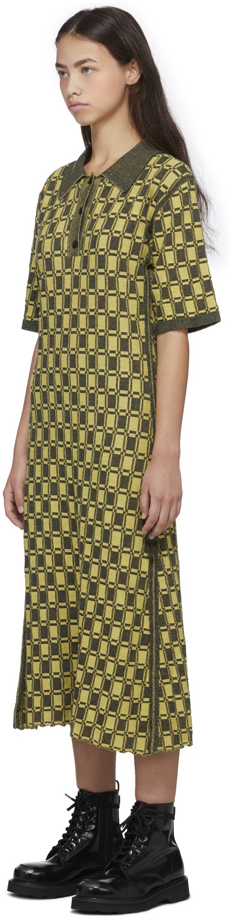 Kenzo: Yellow Jacquard Polo Dress - 2