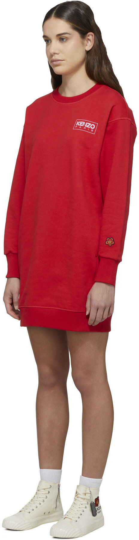 Kenzo: Red Logo Sweater Dress - 2