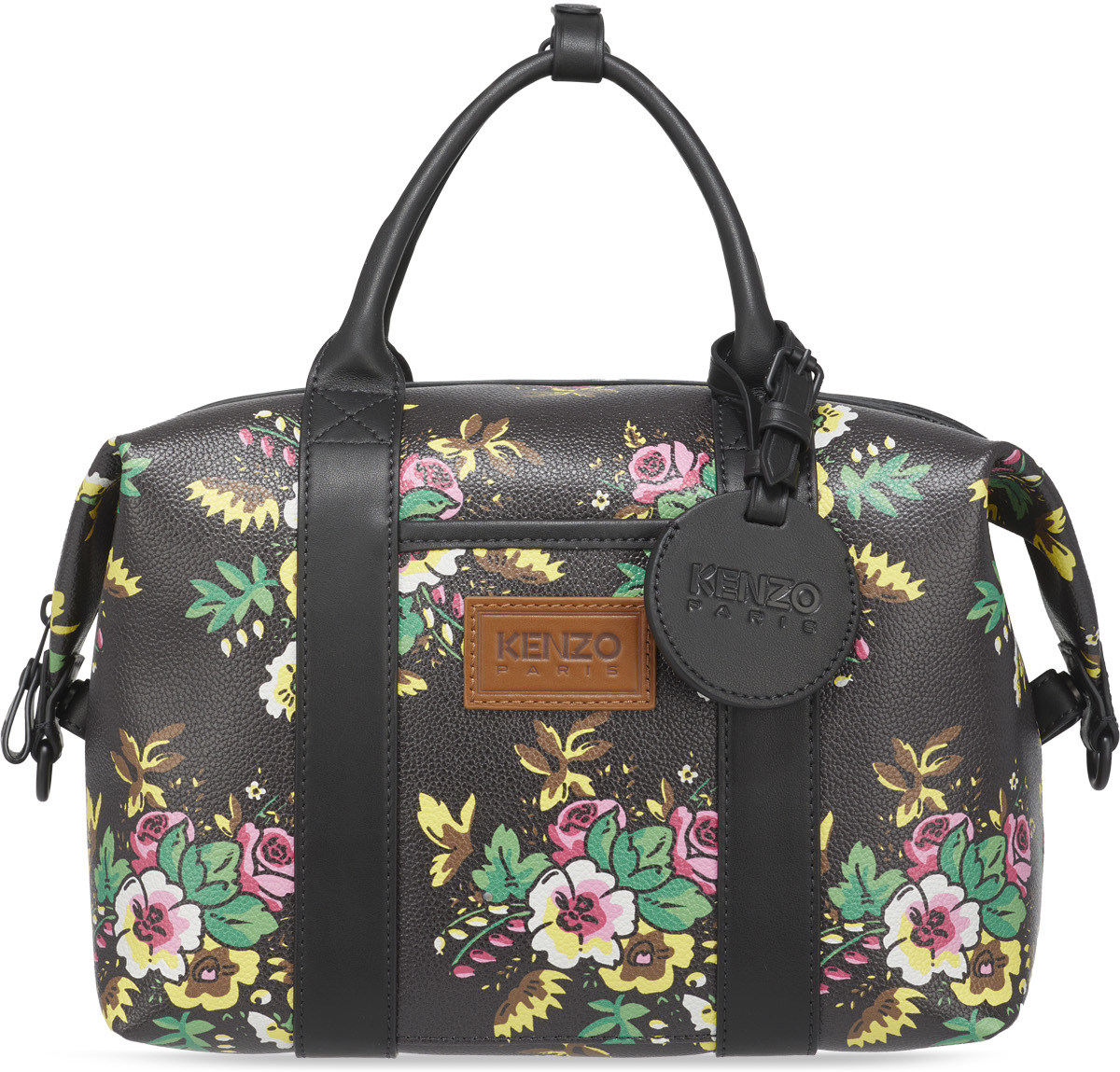 Kenzo: Black Courier 'Pop Bouquet' Bag - 1