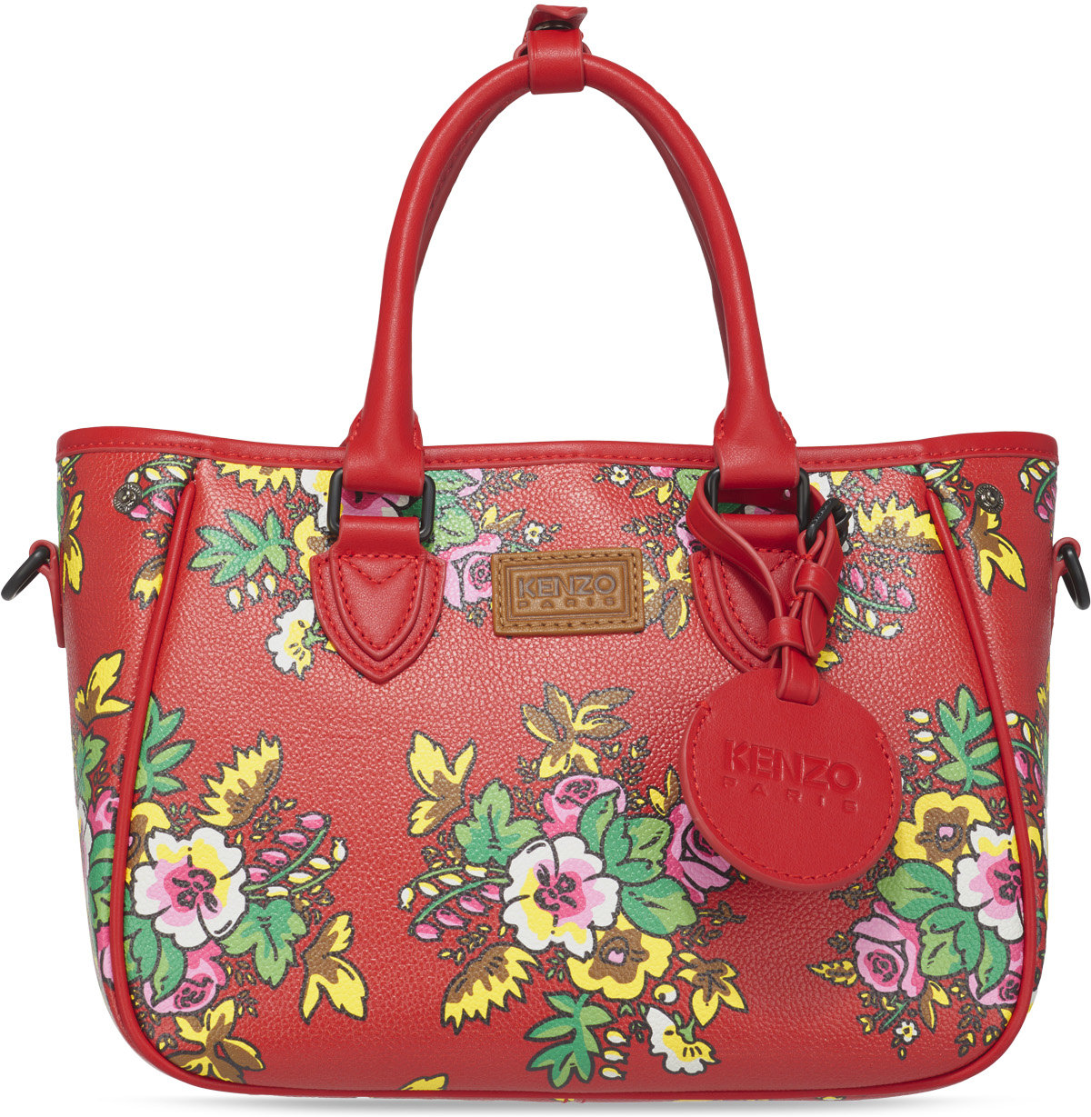 Kenzo: Red Courier 'Pop Bouquet' Small Tote Bag - 1