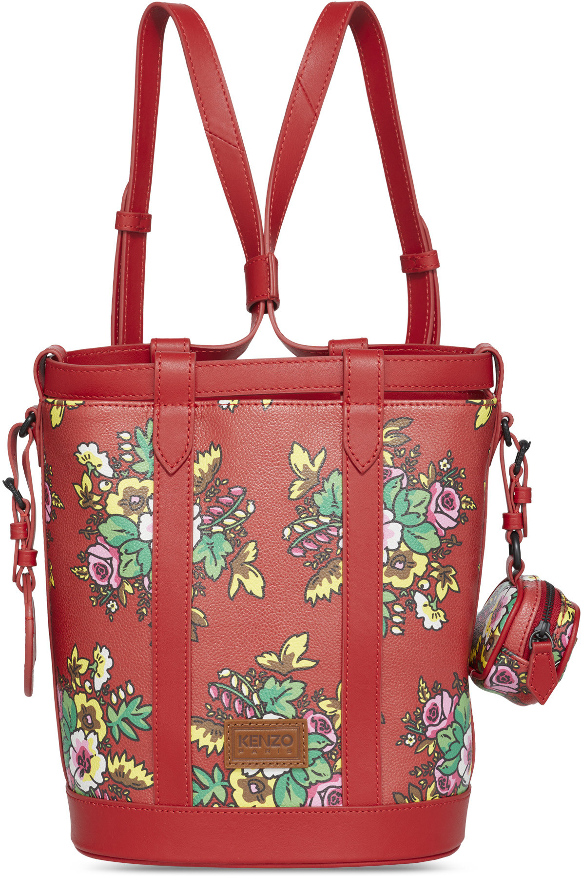 Kenzo: Red Courier 'Pop Bouquet' Bucket Bag - 1