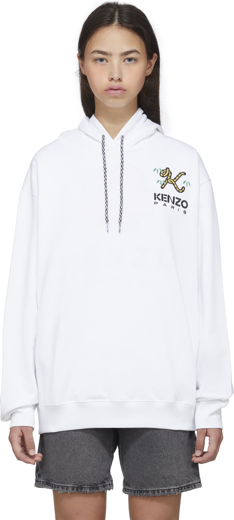 Kenzo: White 'Tiger Tail K' Hoodie - 1