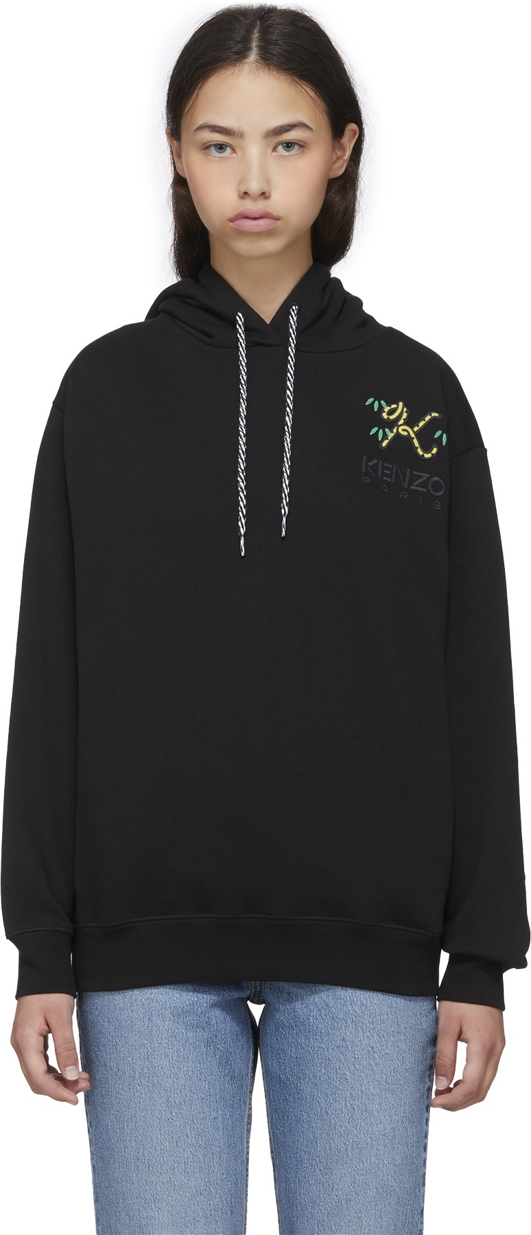 Kenzo: Noir Pull à Capuche 'Tiger Tail K' Noir - 1