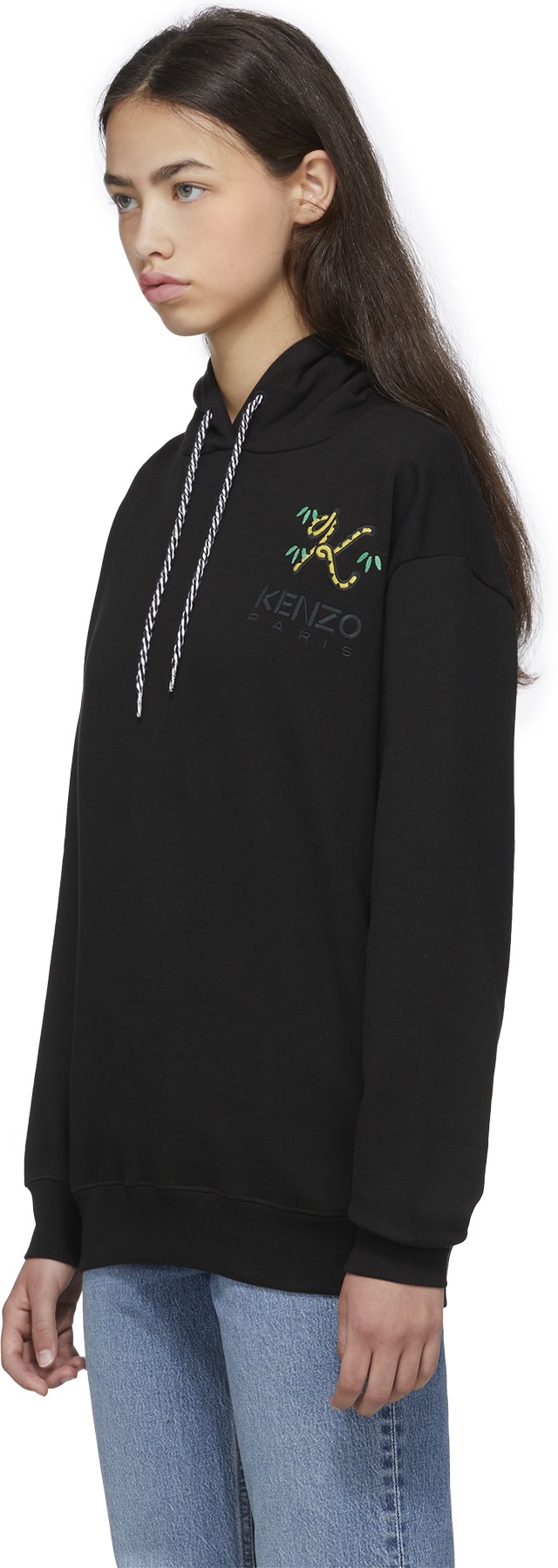 Kenzo: Noir Pull à Capuche 'Tiger Tail K' Noir - 2