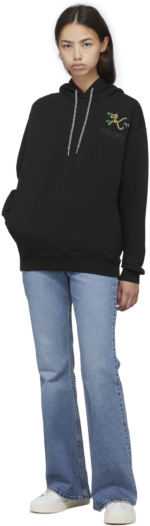 Kenzo: Black 'Tiger Tail K' Hoodie - 4