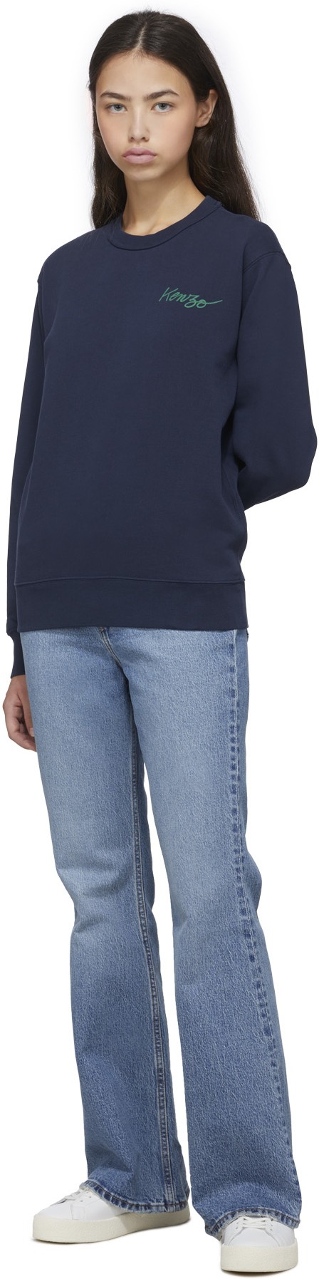 Kenzo: Blue 'Kenzo Poppy' Crew Sweater - 4