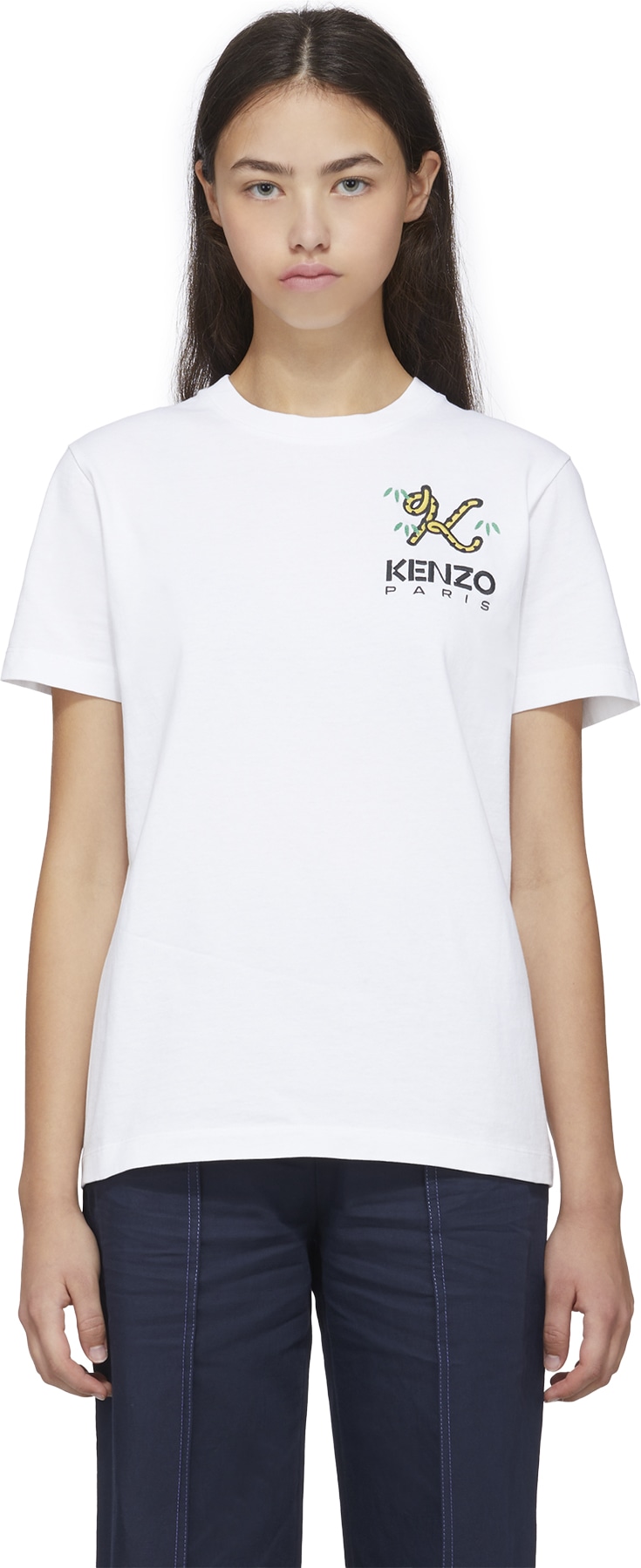 Kenzo: Blanc T-Shirt Loose 'Tiger Tail K' Blanc - 1