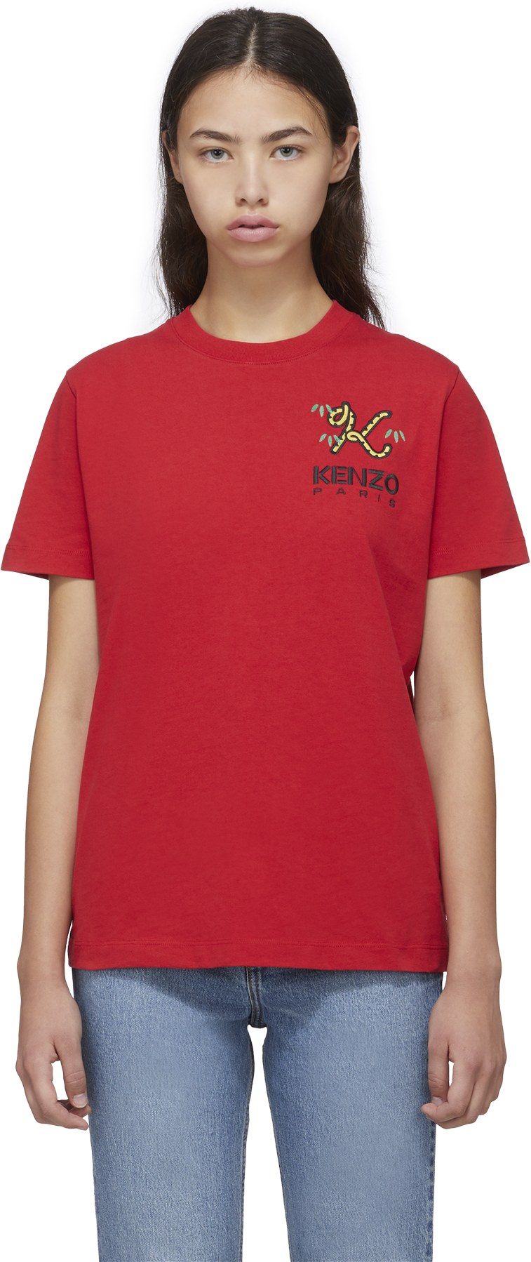 Kenzo: Rouge T-Shirt Loose 'Tiger Tail K' Rouge - 1