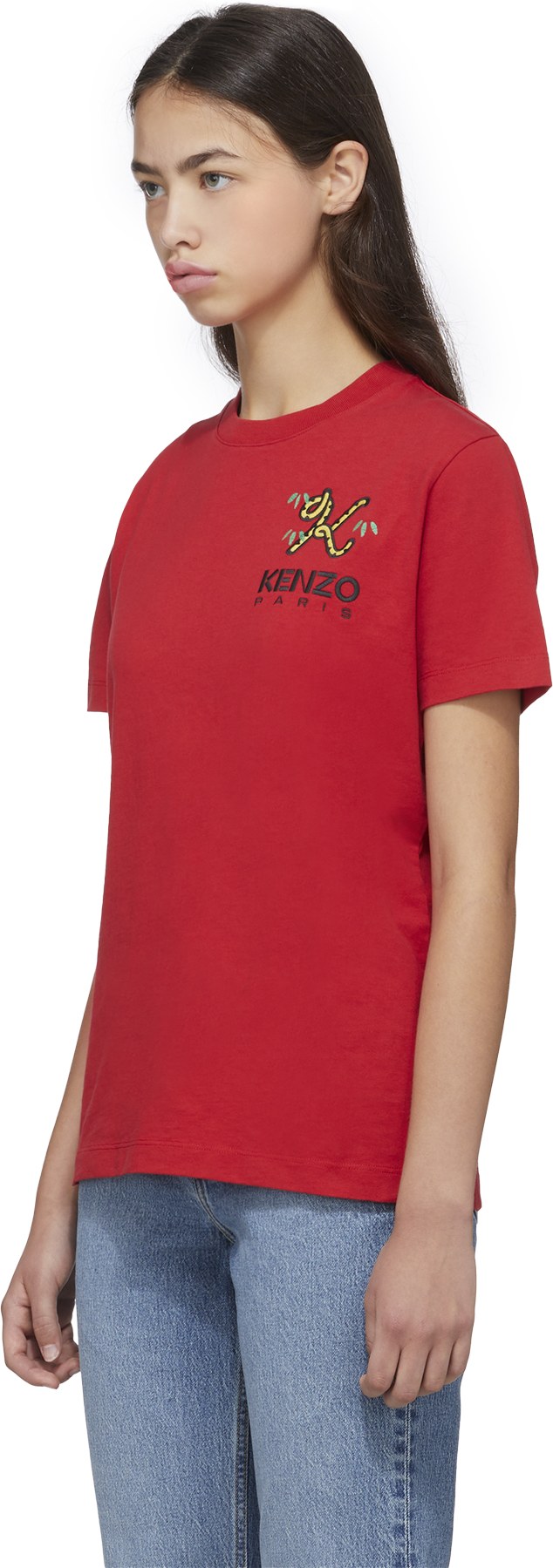 Kenzo: Rouge T-Shirt Loose 'Tiger Tail K' Rouge - 2