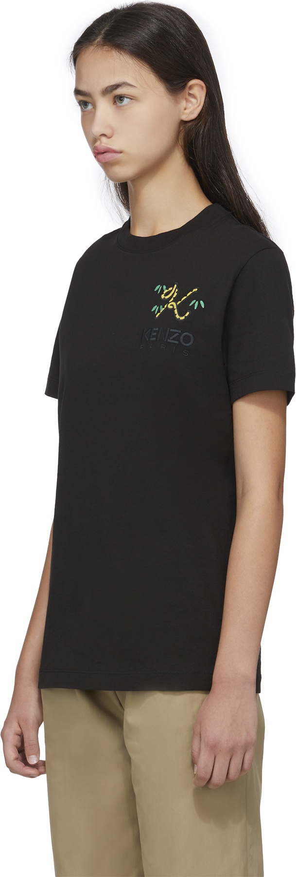 Kenzo: Noir T-Shirt Loose 'Tiger Tail K' Noir - 2