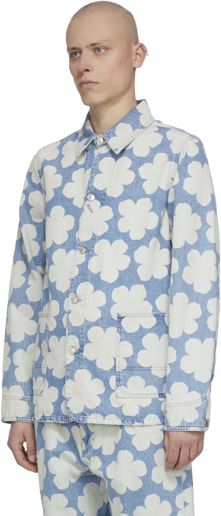 Kenzo: Blue 'Hana Dots' Denim Workwear Jacket - 2