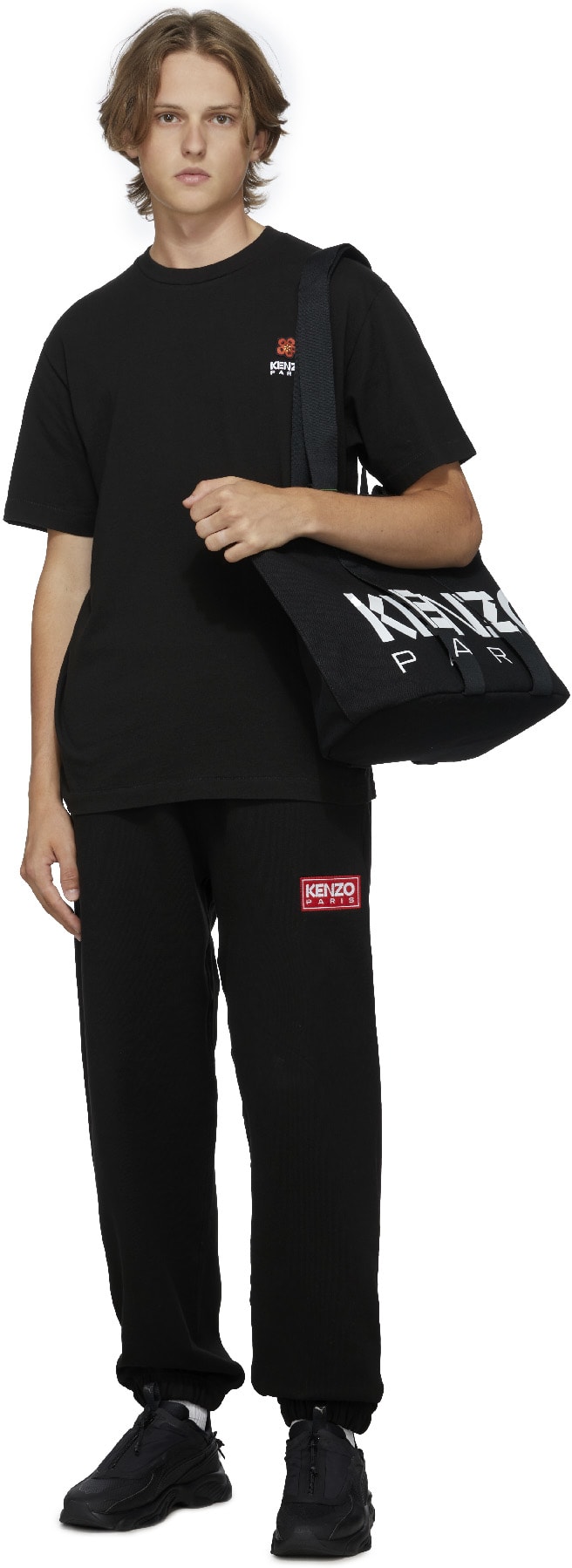 Kenzo: Black Logo Jogging Pant - 4