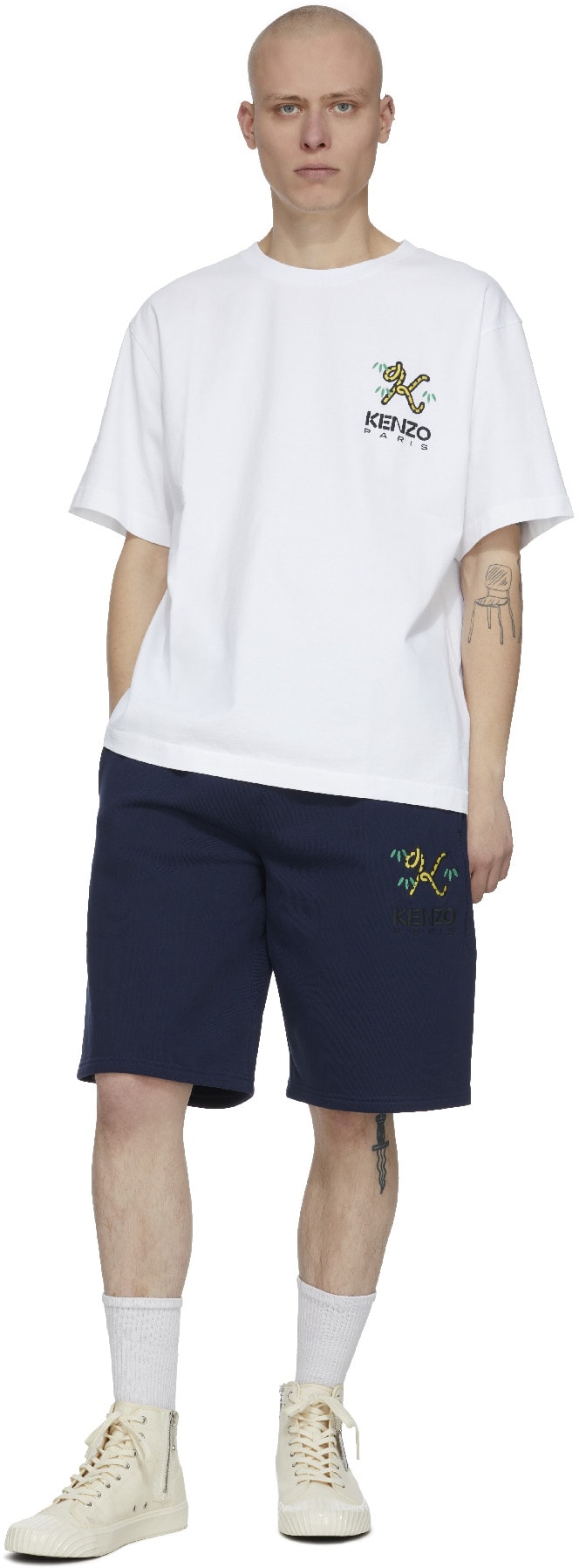 Kenzo: Bleu Short 'Tiger Tail K' Bleu - 4