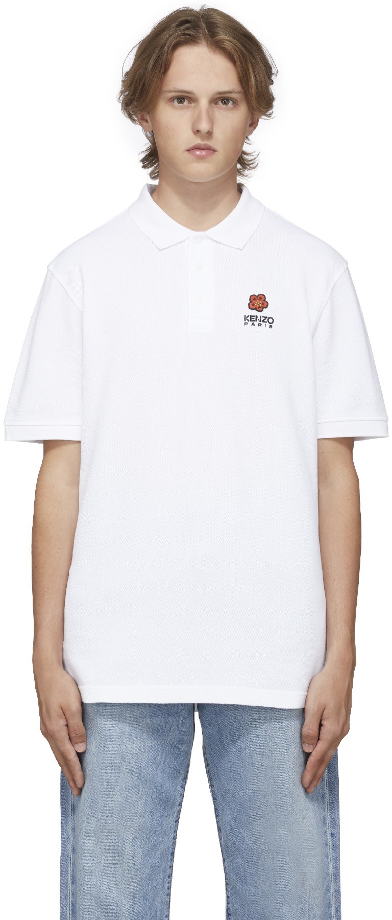 Kenzo: White 'Boke Flower' Crest Polo Shirt - 1