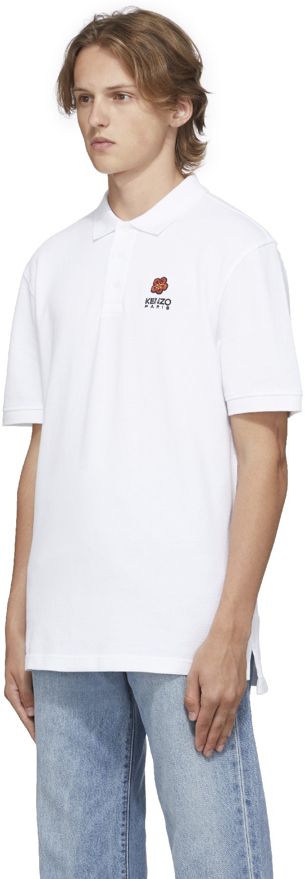 Kenzo: Blanc Polo à Écusson 'Boke Flower' Blanc - 2