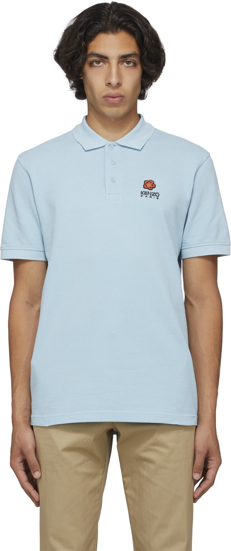 Kenzo: Blue 'Boke Flower' Crest Polo Shirt - 1