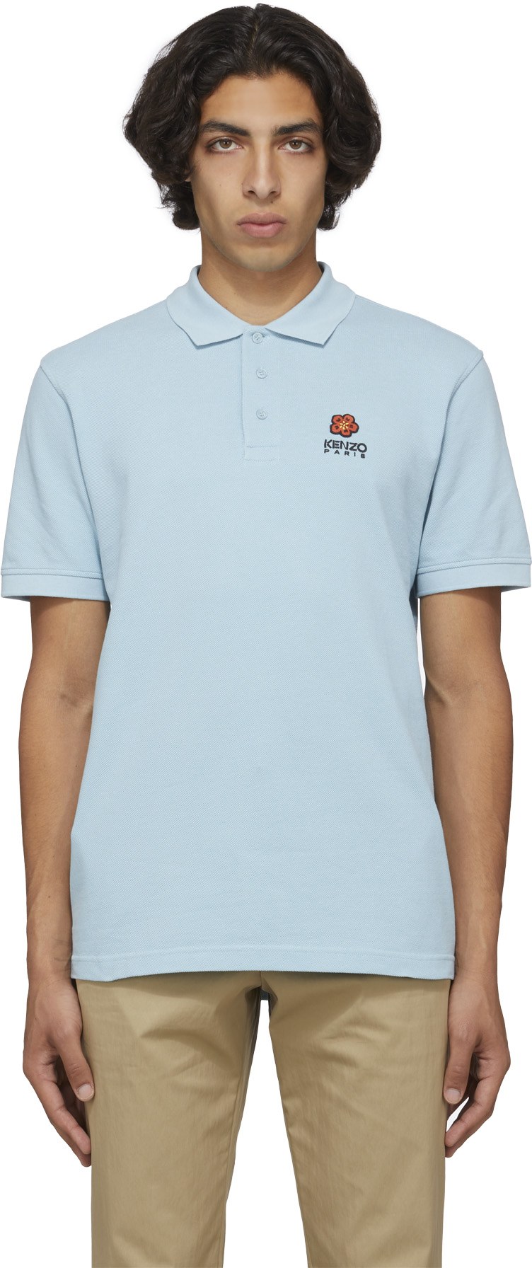 Kenzo: Bleu Polo à Écusson 'Boke Flower' Bleu - 1