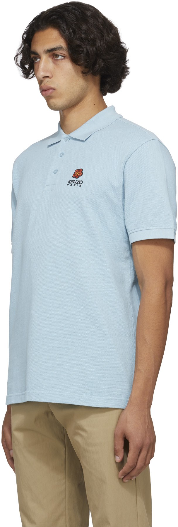 Kenzo: Bleu Polo à Écusson 'Boke Flower' Bleu - 2