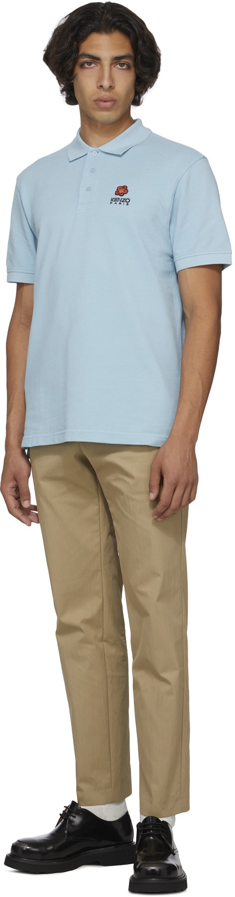 Kenzo: Bleu Polo à Écusson 'Boke Flower' Bleu - 4