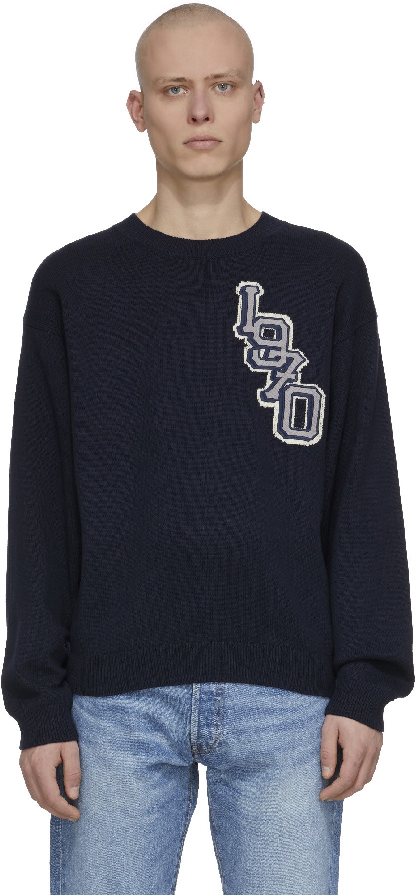 Kenzo: Bleu Pull en Tricot 'Tiger Varsity' Bleu - 1