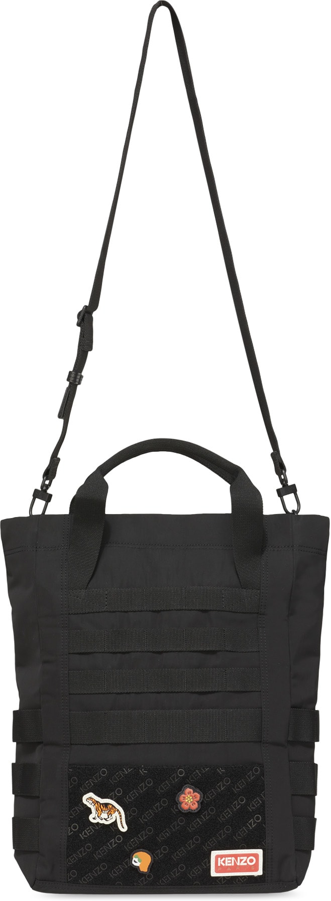 Kenzo: Noir Tote Bag à Badges Kenzo Jungle Noir - 1