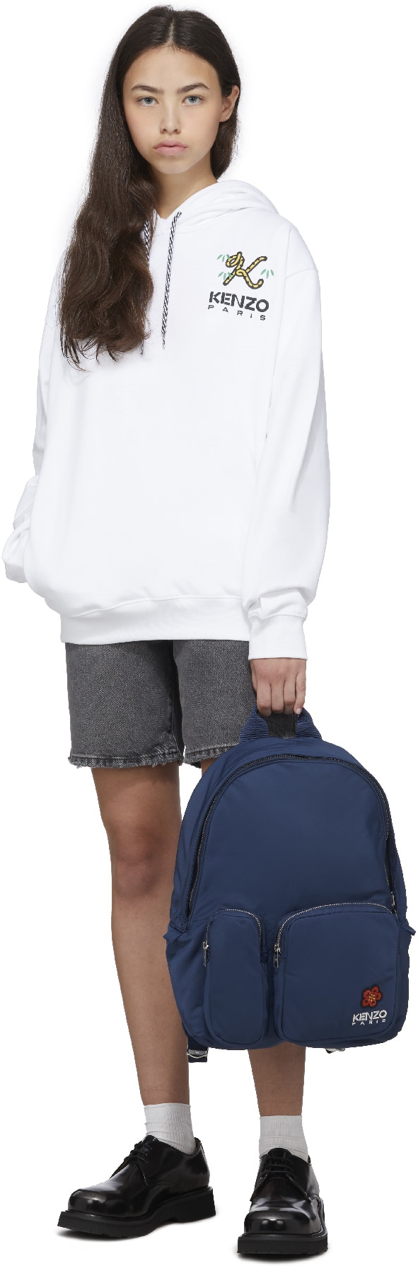 Kenzo: Blue Logo Crest Backpack - 4