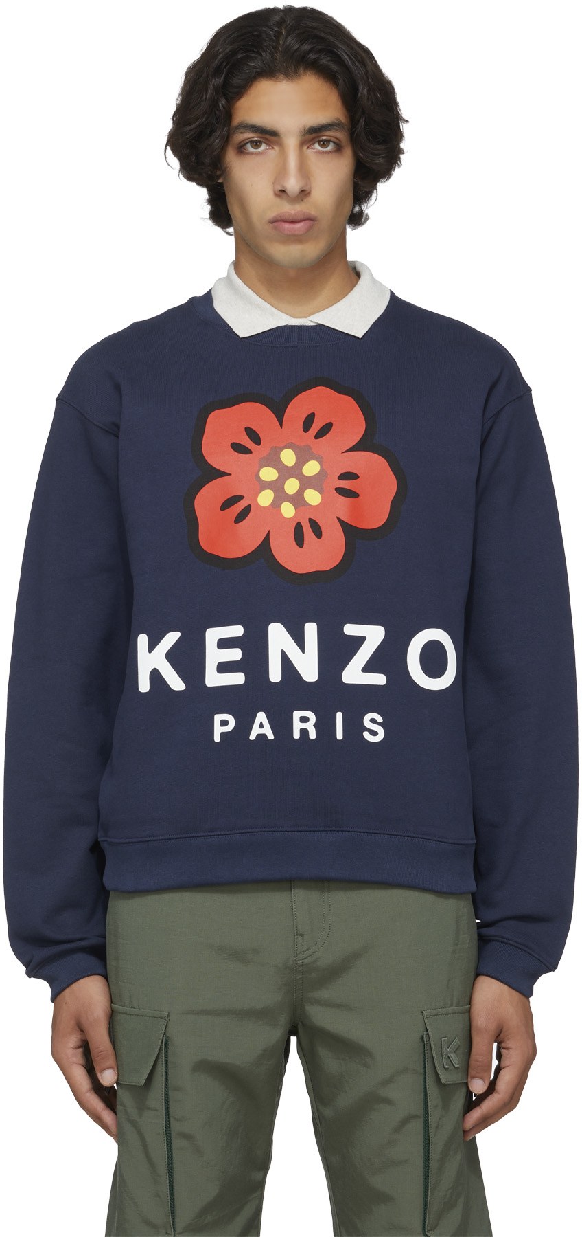 Kenzo: Blue 'Boke Flower' Crew Sweater - 1