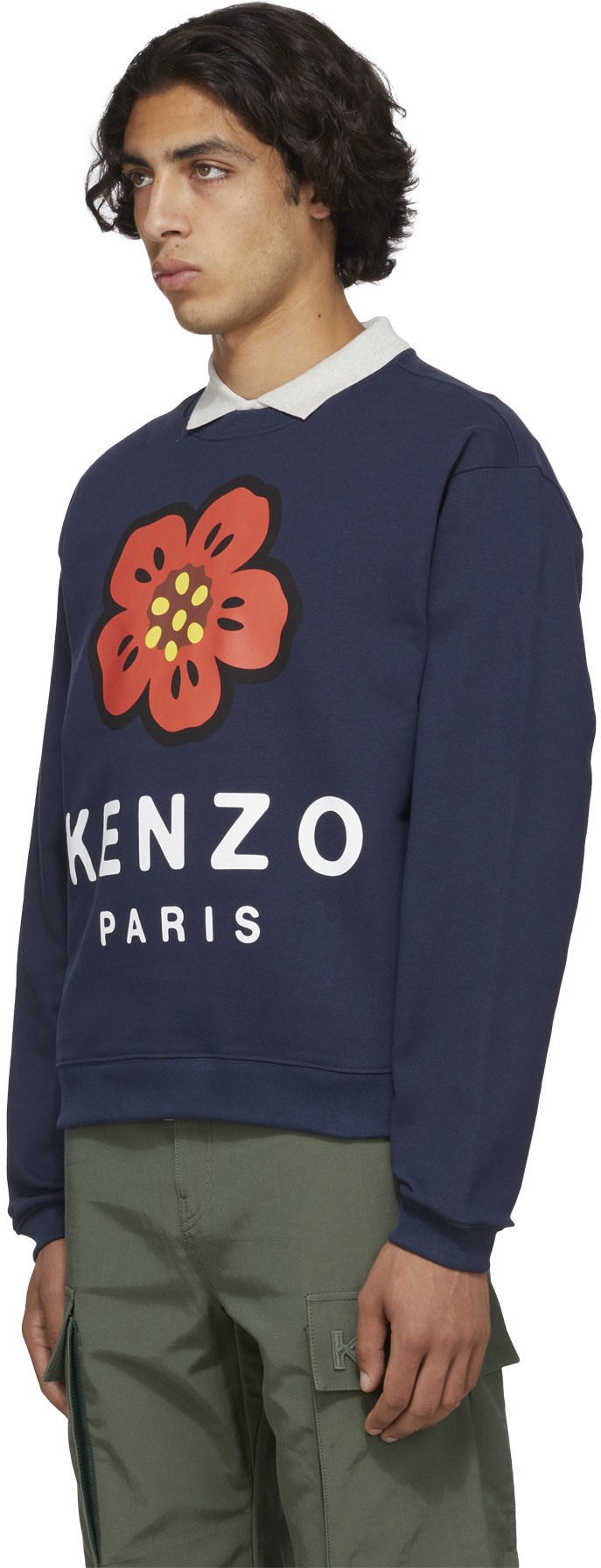 Kenzo: Blue 'Boke Flower' Crew Sweater - 2