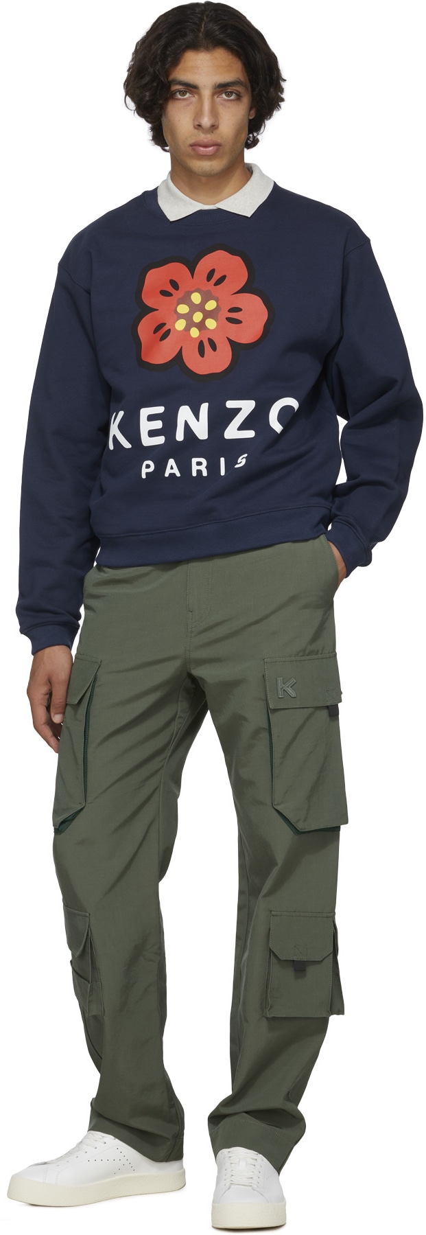 Kenzo: Blue 'Boke Flower' Crew Sweater - 4