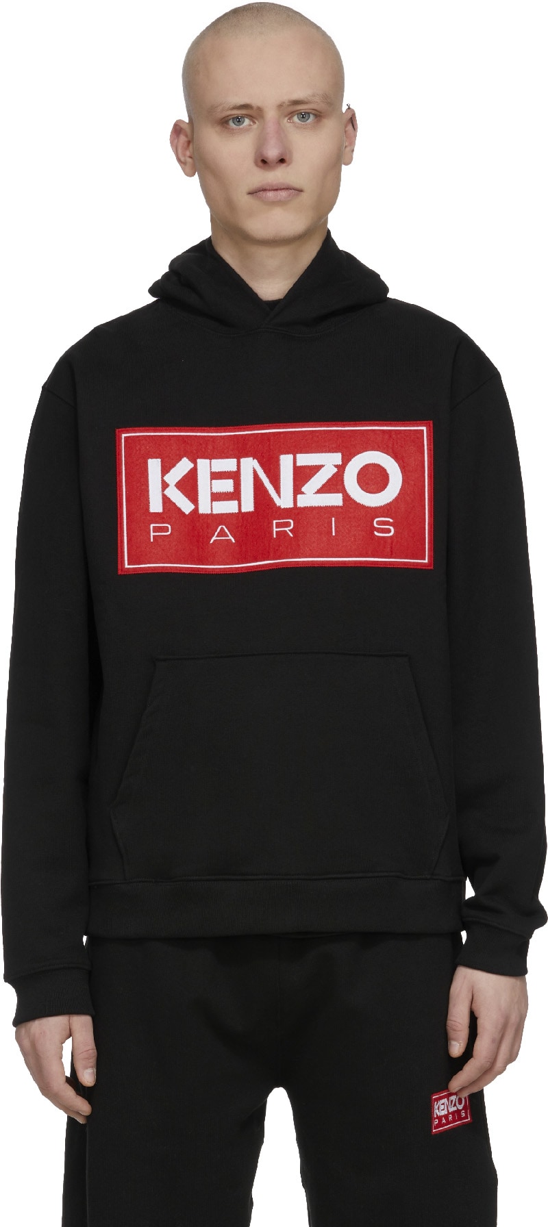 Kenzo: Noir Pull à Capuche à Logo Noir - 1