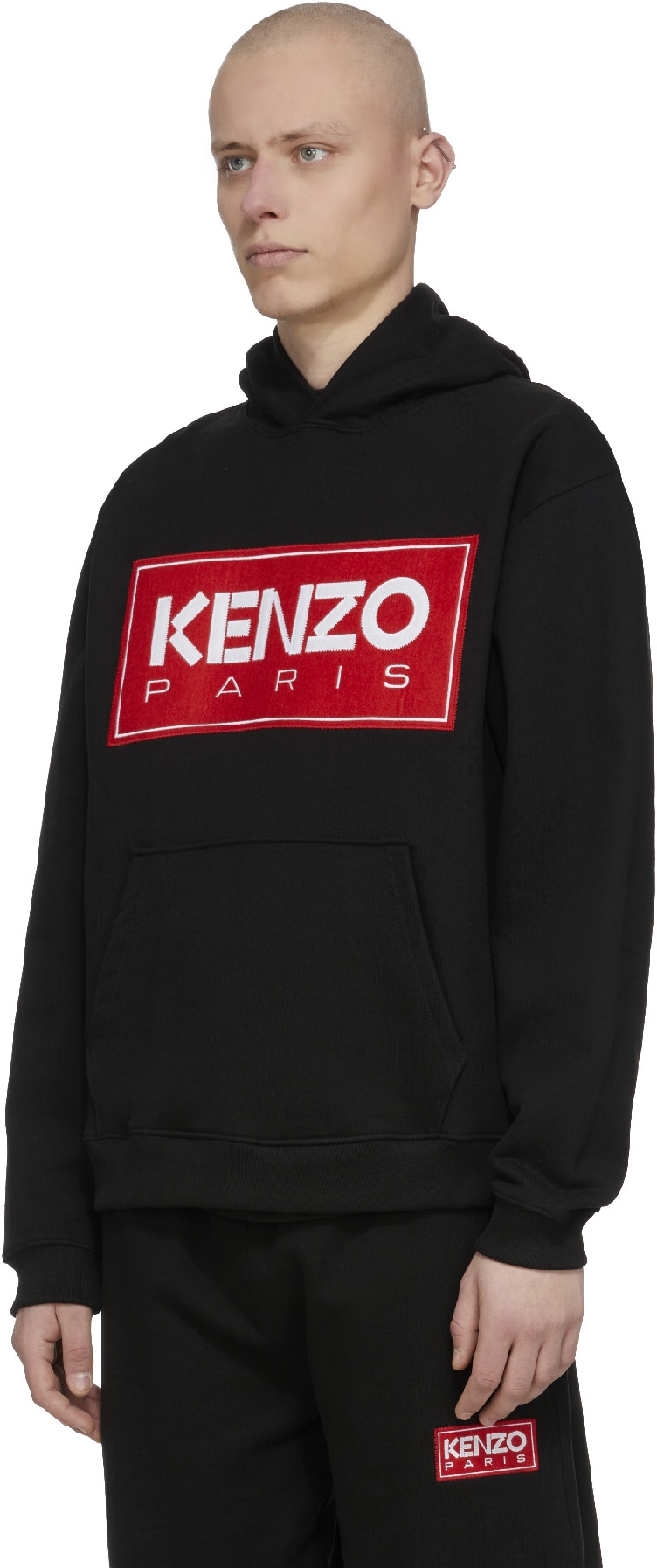 Kenzo: Noir Pull à Capuche à Logo Noir - 2