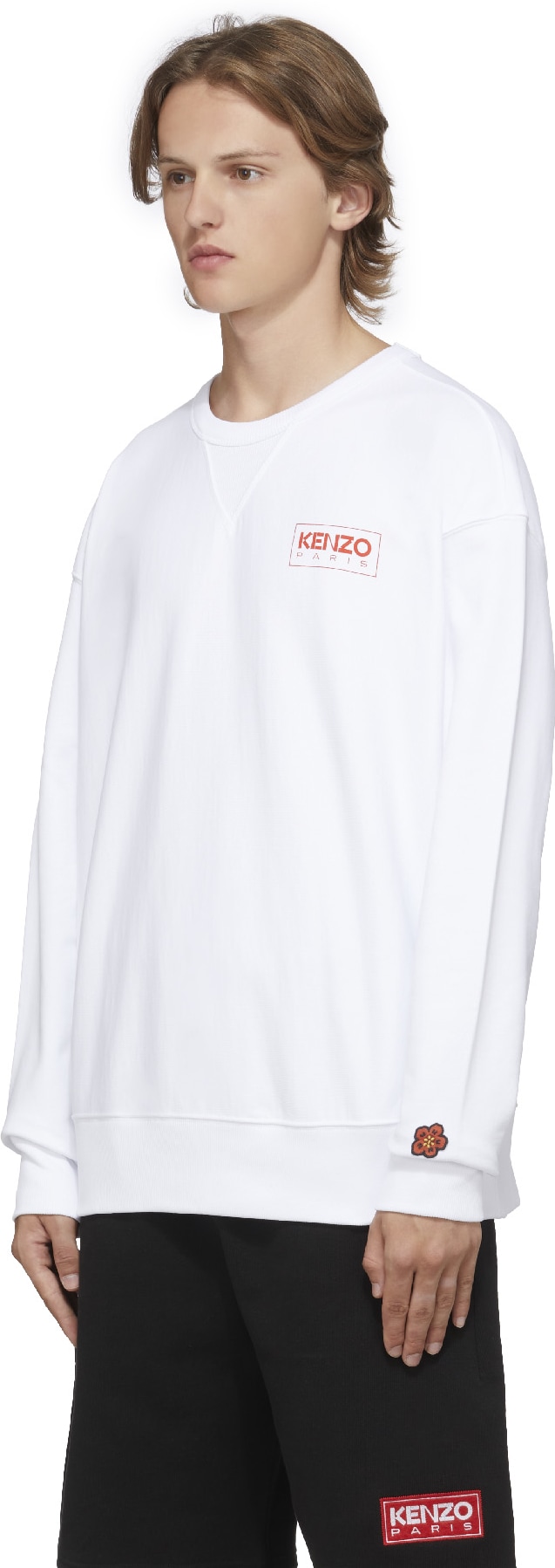 Kenzo: White Logo Oversize Crew Sweater - 2