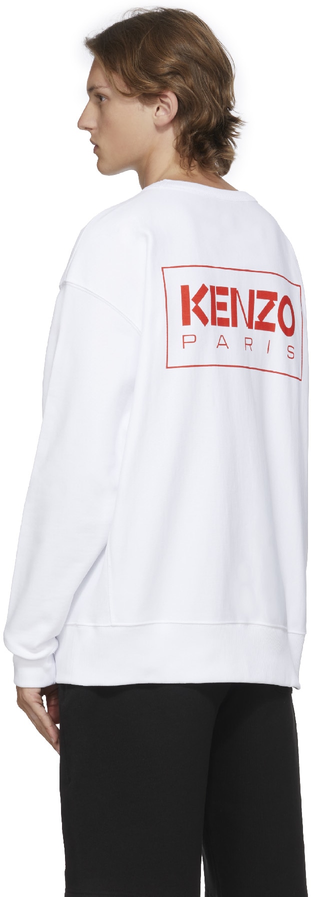 Kenzo: White Logo Oversize Crew Sweater - 3