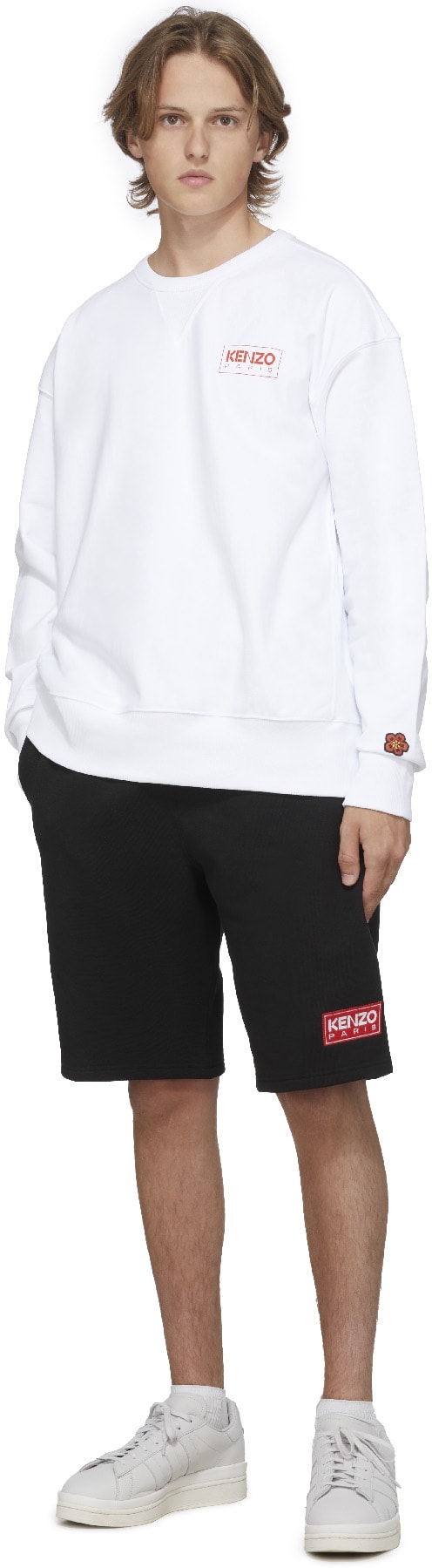 Kenzo: White Logo Oversize Crew Sweater - 4