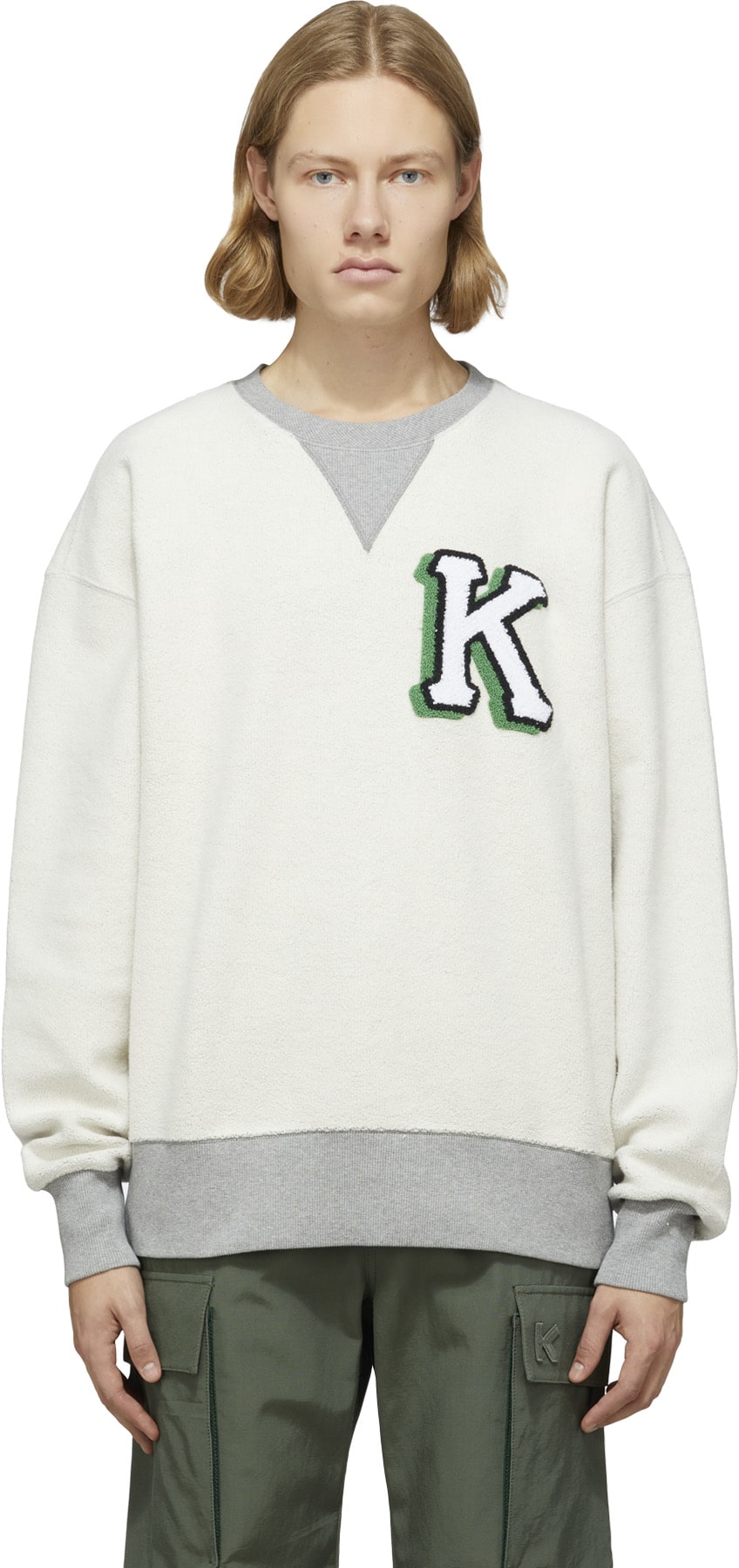 Kenzo: Blue 'Varsity' Crew Sweater - 1