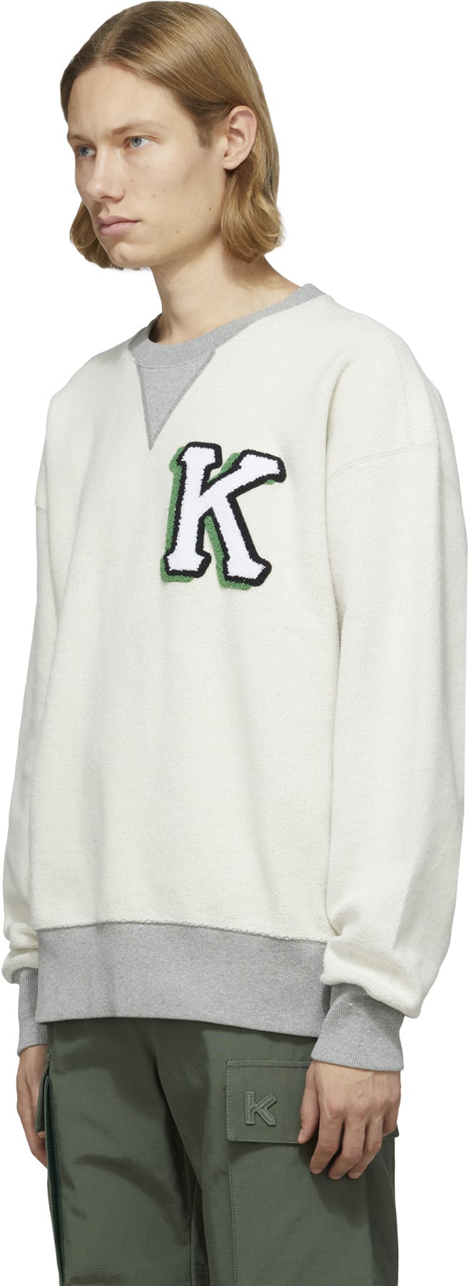 Kenzo: Blue 'Varsity' Crew Sweater - 2