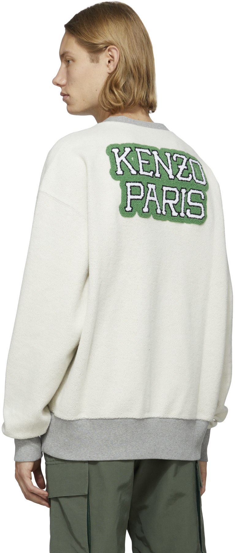 Kenzo: Blue 'Varsity' Crew Sweater - 3