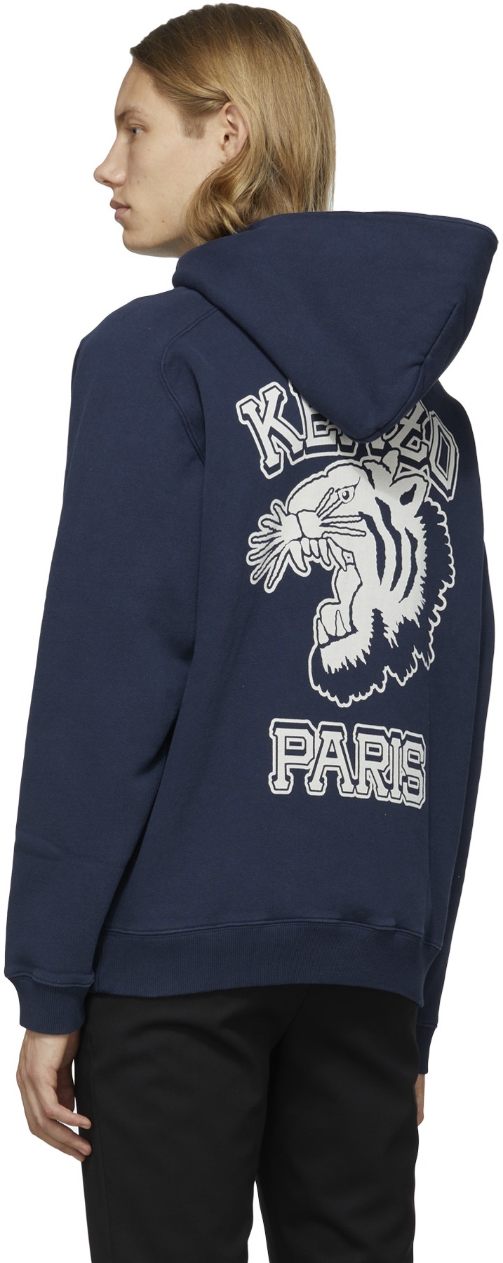 Kenzo: Bleu Pull à Capuche 'Varsity' Bleu - 3