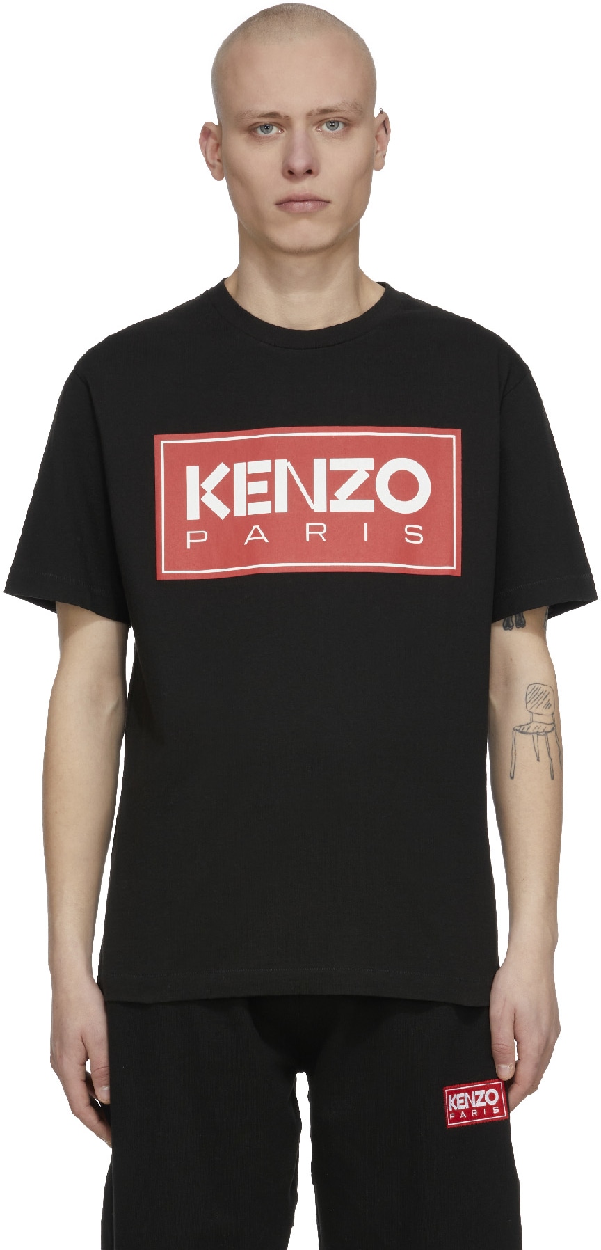 Kenzo: Noir T-Shirt à Logo Noir - 1