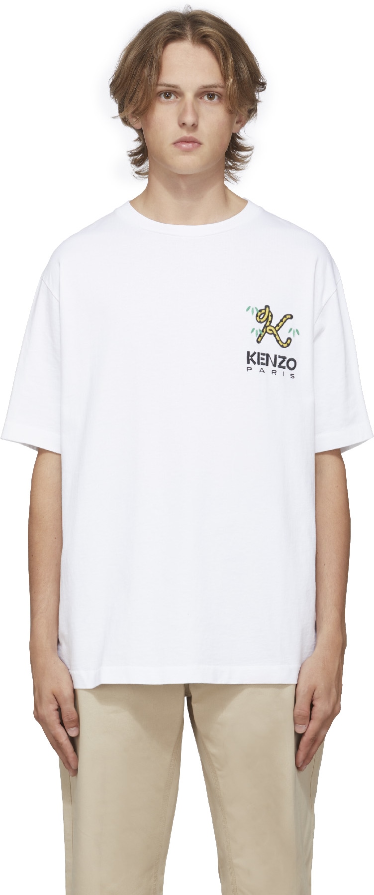 Kenzo: White 'Tiger Tail K' Oversize T-Shirt - 1