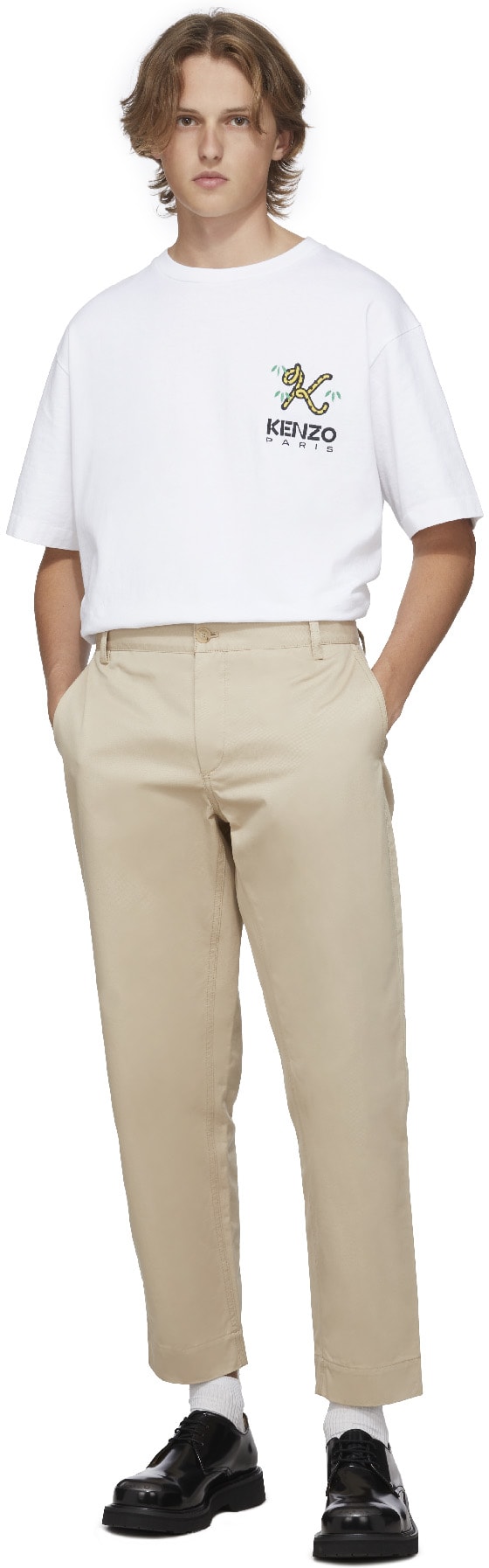 Kenzo: Blanc T-Shirt Oversized 'Tiger Tail K' Blanc - 4