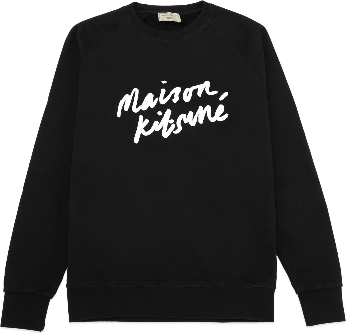 Maison Kitsuné: Black Handwriting Clean Crew Sweater - 1